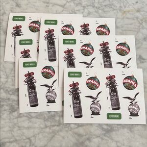 NEW Fernet-Branca Holiday Gift Tag Stickers - Christmas Bartender Name Tag